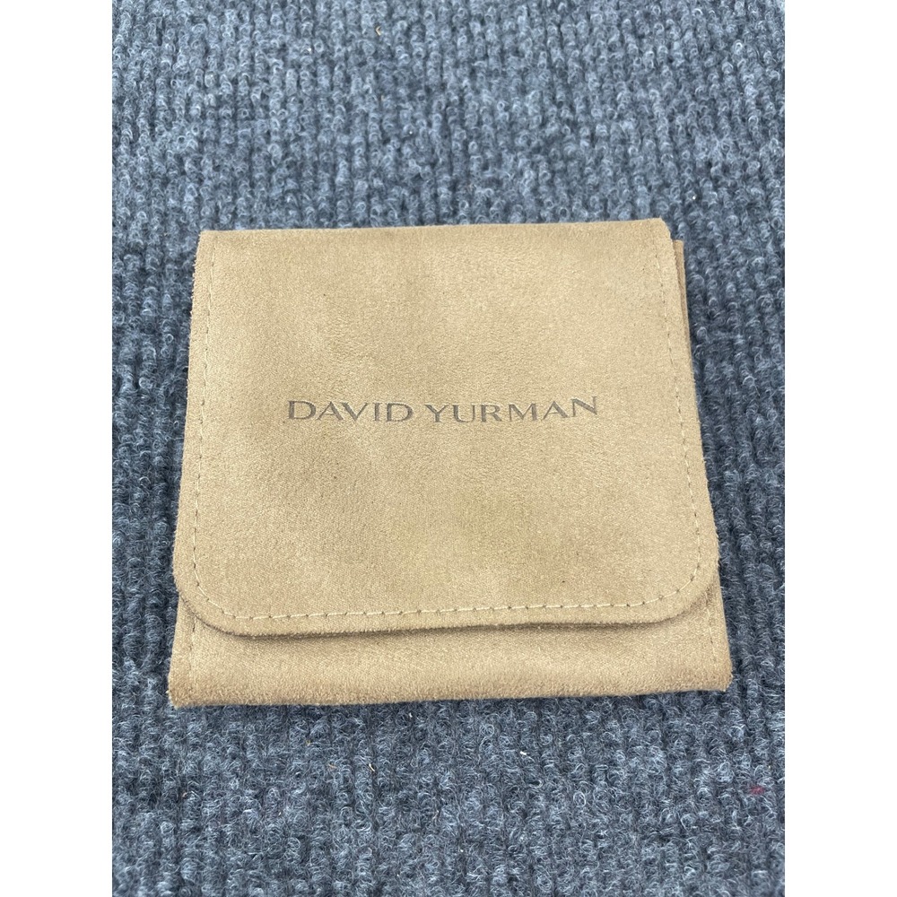 David Yurman Tan Faux Suede Jewelry Pouch Snap Closure Travel Case 3.5in Square